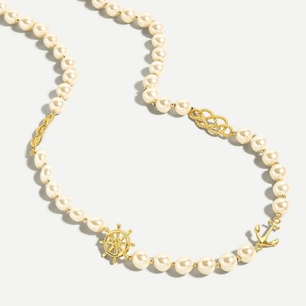J Crew Nautical charm pearl necklace nwt